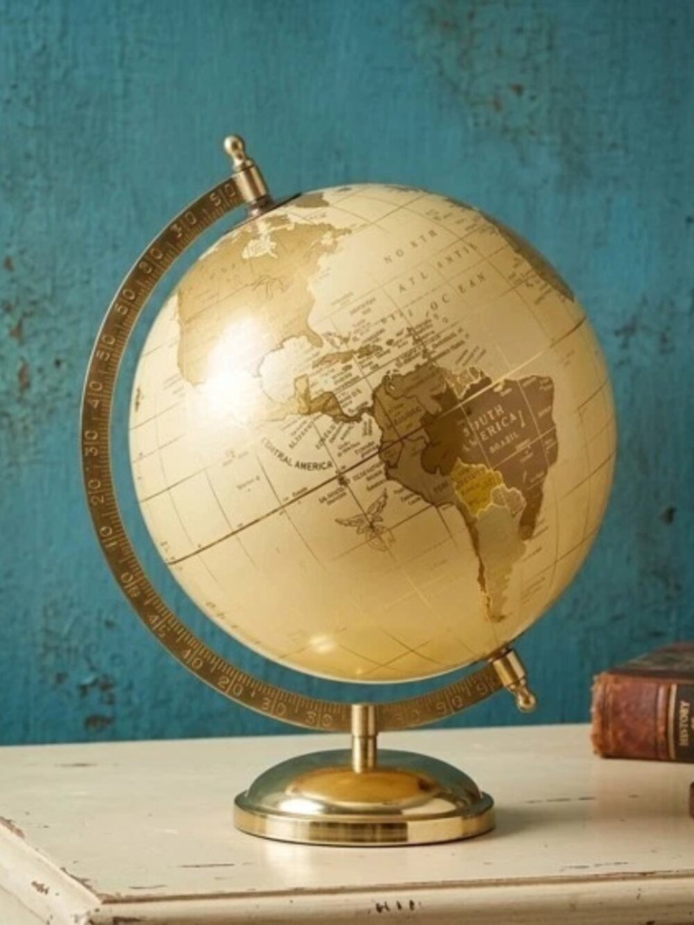 Cream and Gold Globe - Modern Luxe Home Decor for Office or Living Room
